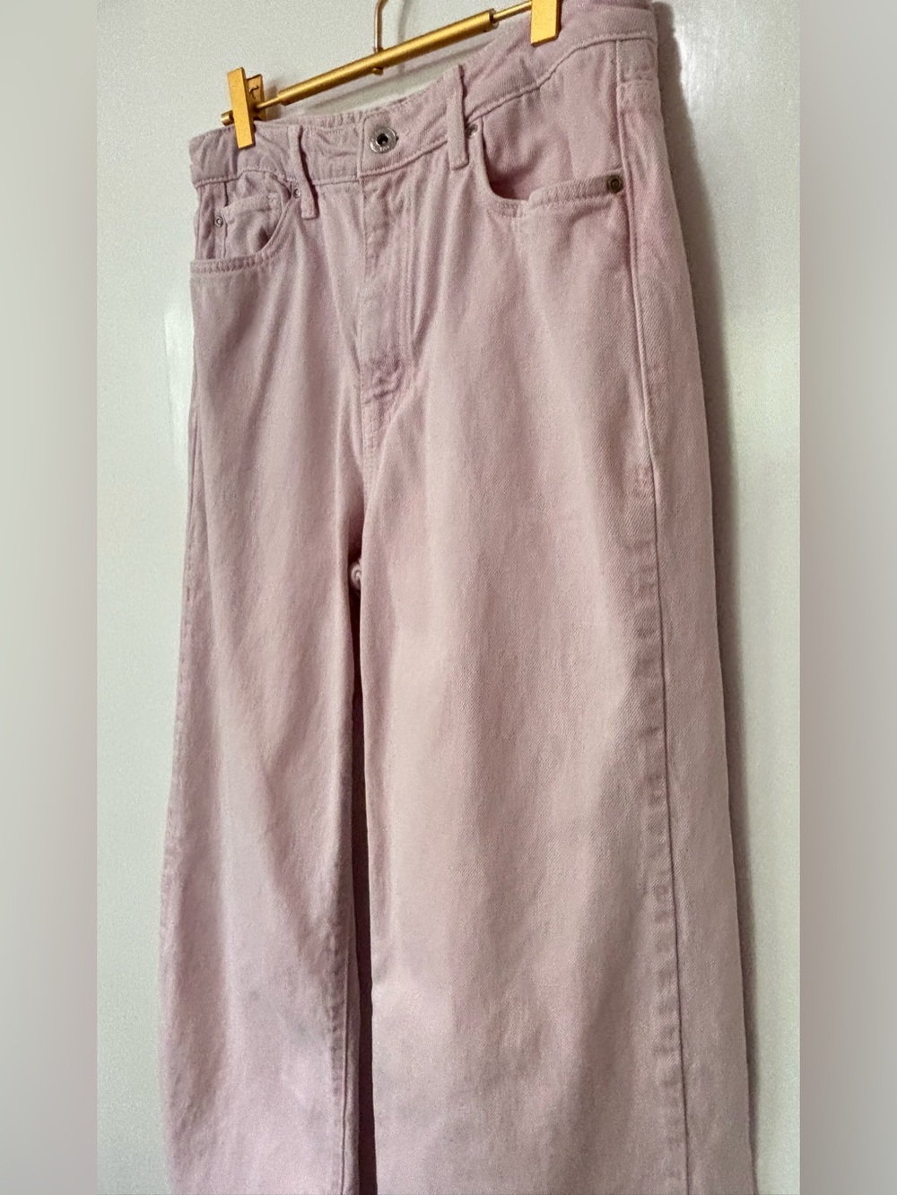 Zara| Pale Pink Wide-Leg Regular Rise Denim Jeans Sz 6 - Picture 3 of 6
